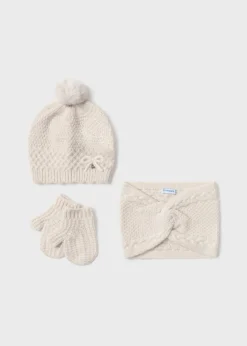 Mayoral Baby 3 Piece Hat and Scarf Set
