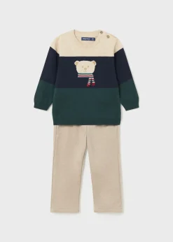 BOY Mayoral Baby Animal Sweater and Pants Set