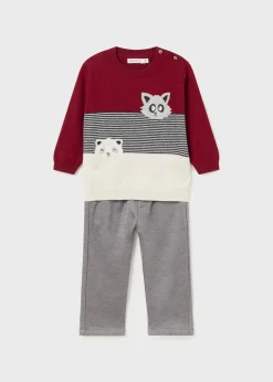 BOY Mayoral Baby Animal Sweater and Pants Set