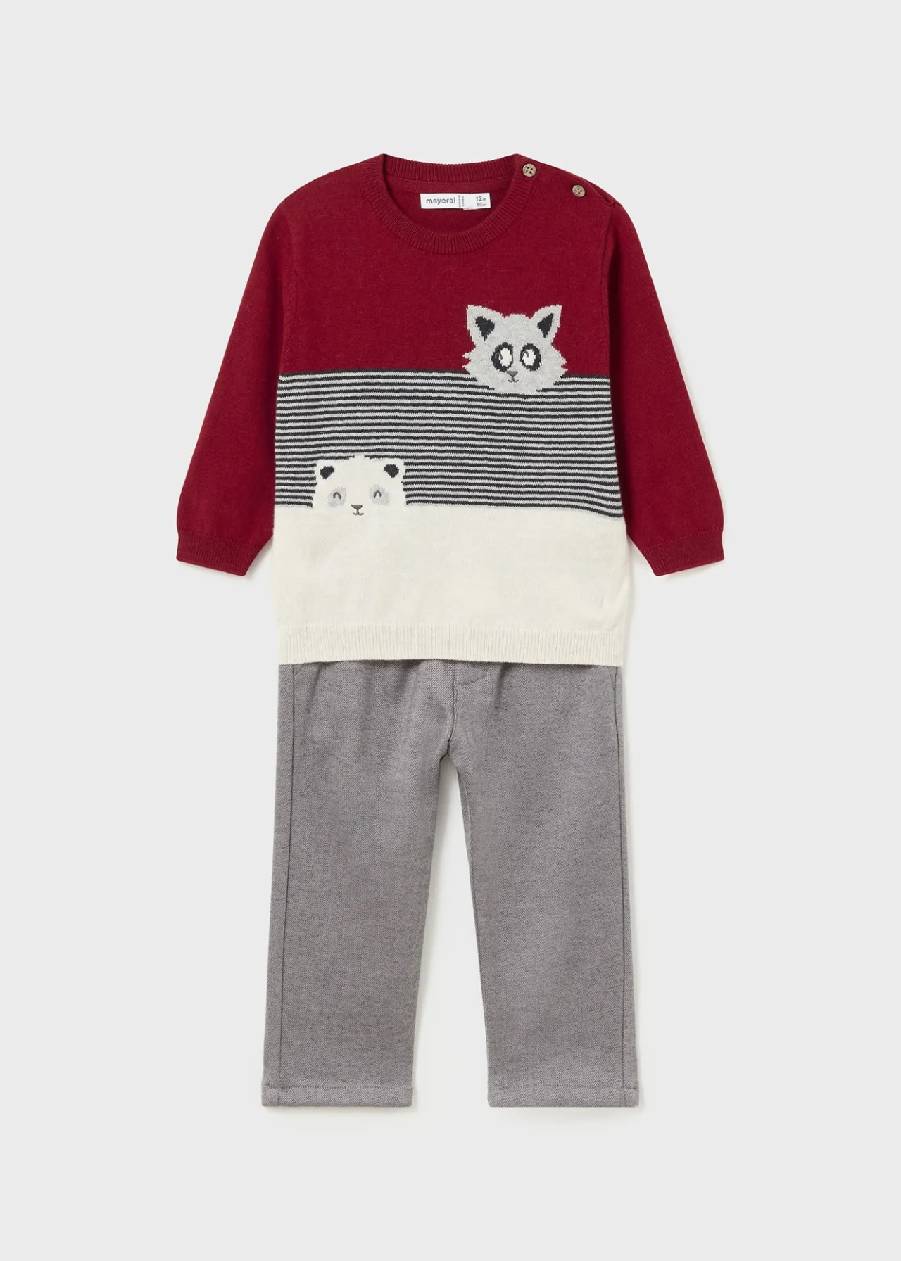 BOY Mayoral Baby Animal Sweater and Pants Set