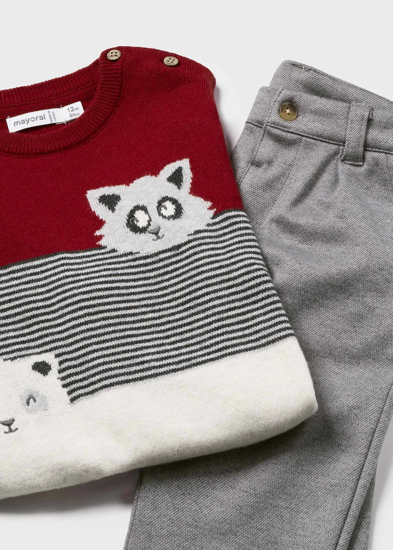 BOY Mayoral Baby Animal Sweater and Pants Set