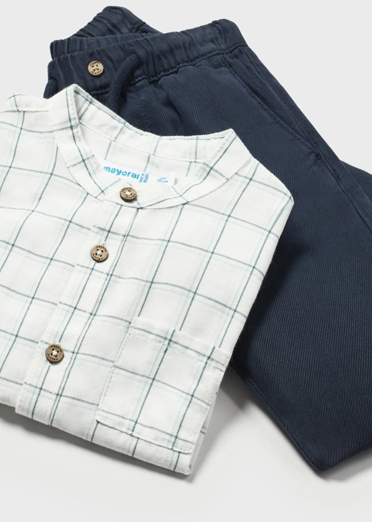 BOY Mayoral Baby Check Shirt and Pants Set