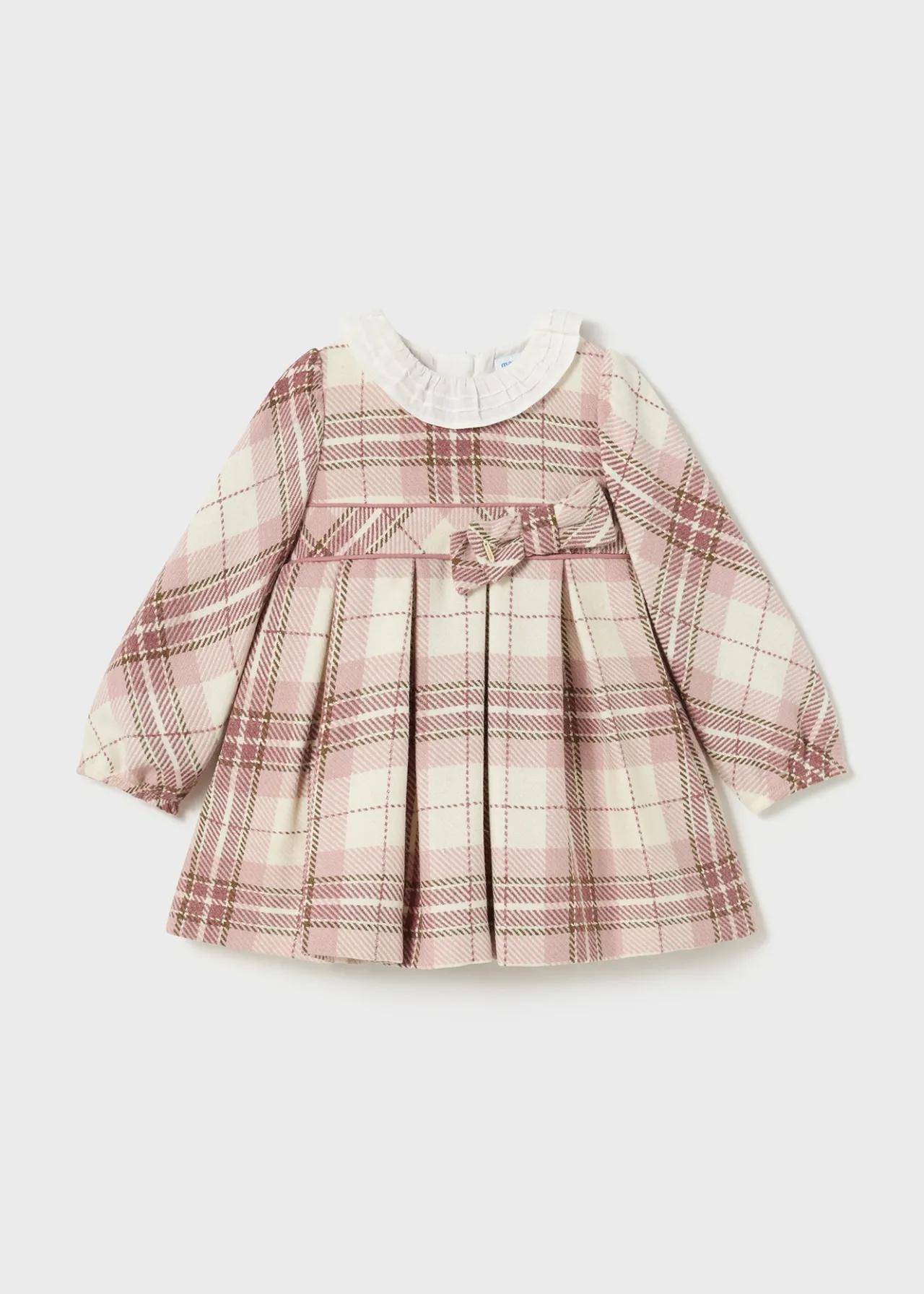 Mayoral Baby Checked Ruffle Neck Dress