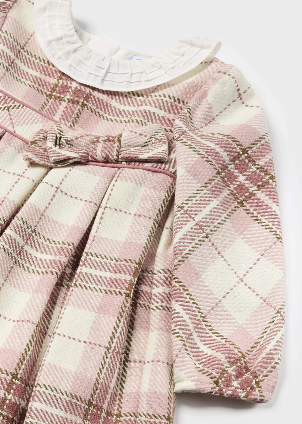 Mayoral Baby Checked Ruffle Neck Dress