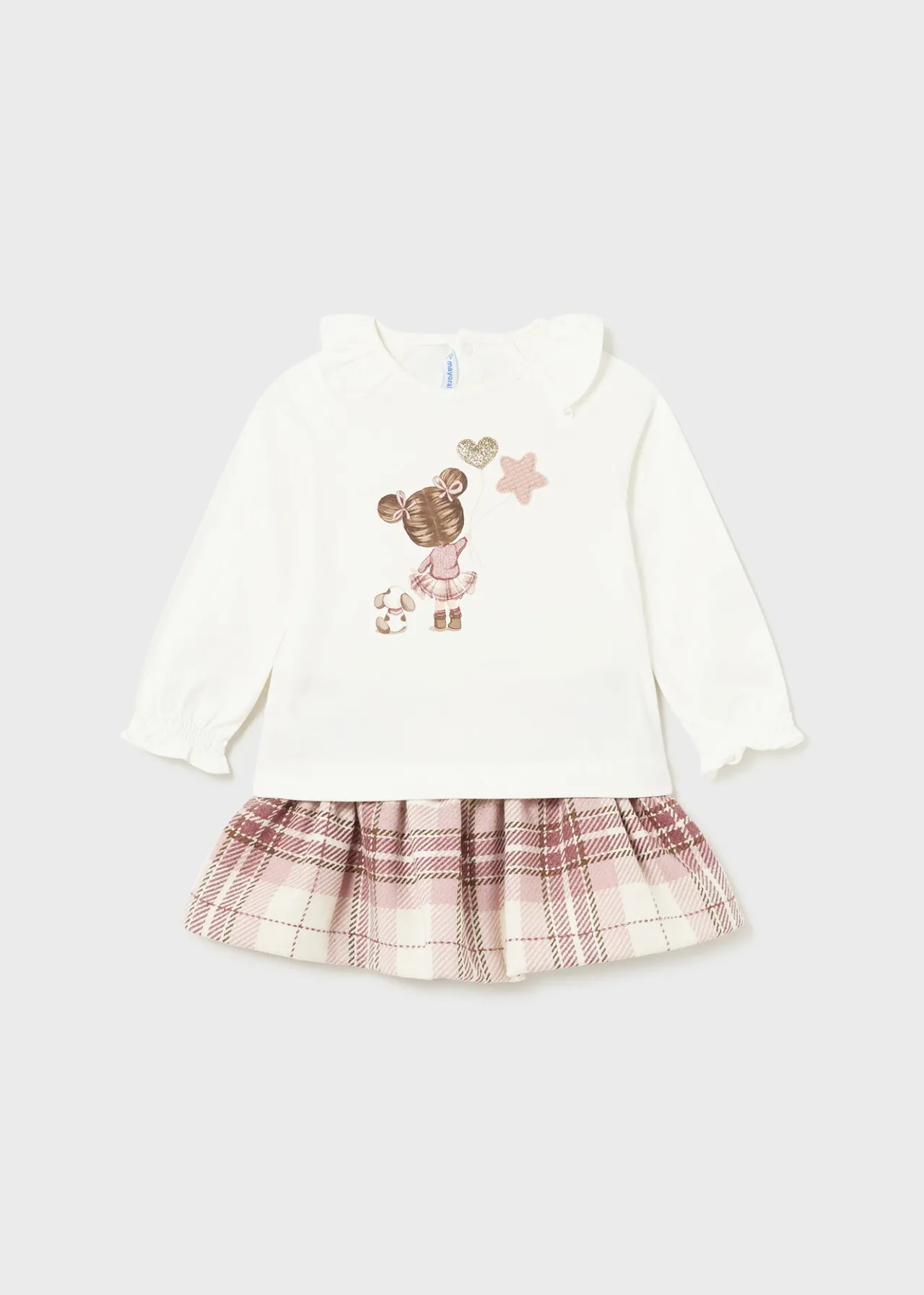 Mayoral Baby Checked Skirt and T-Shirt Set