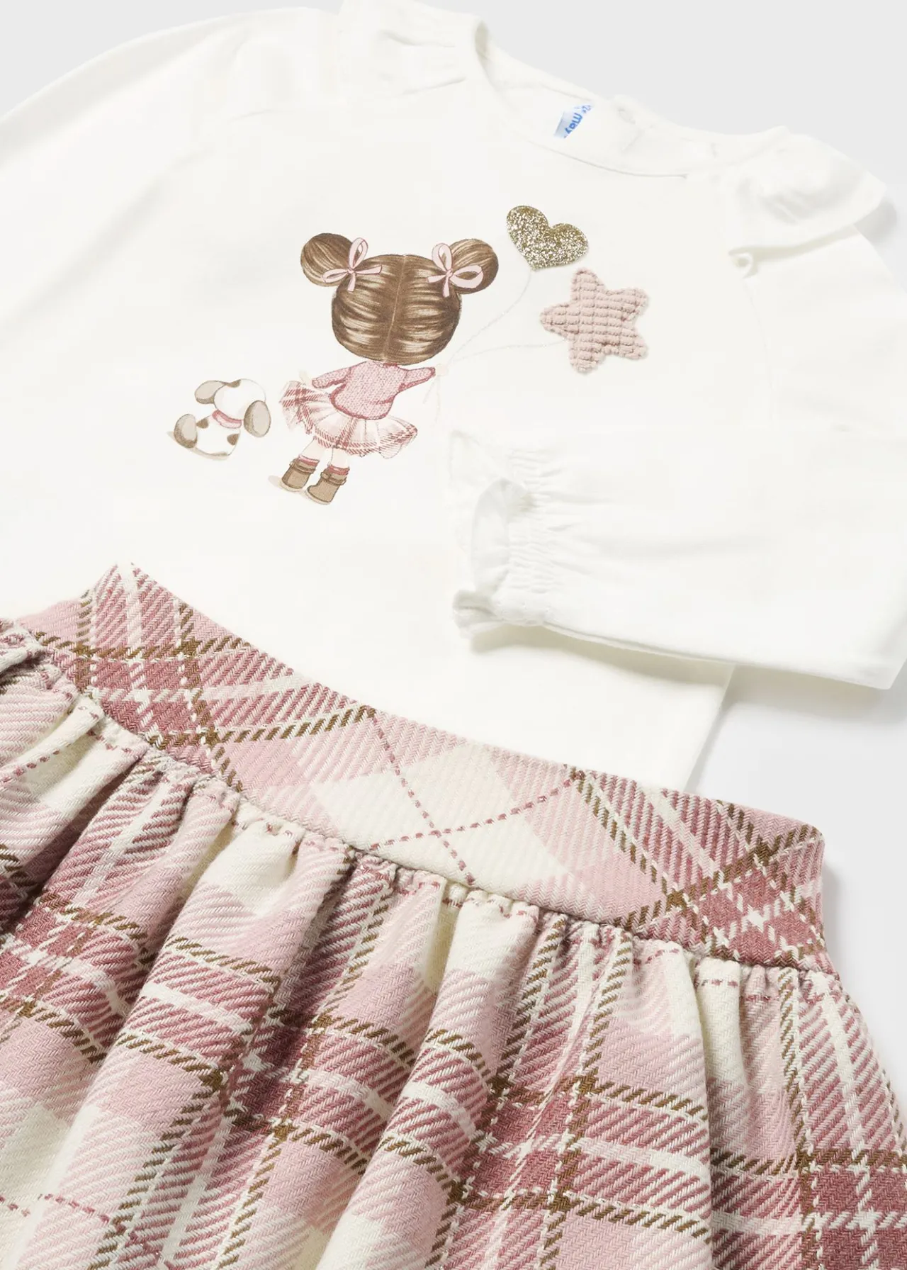 Mayoral Baby Checked Skirt and T-Shirt Set