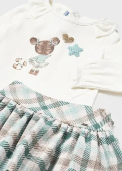 Mayoral Baby Checked Skirt and T-Shirt Set