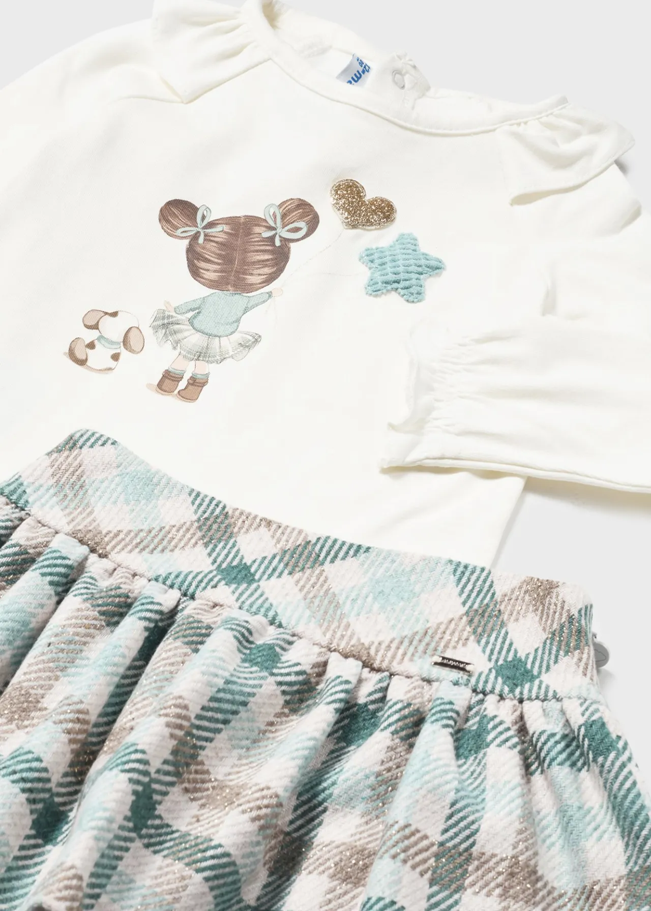 Mayoral Baby Checked Skirt and T-Shirt Set