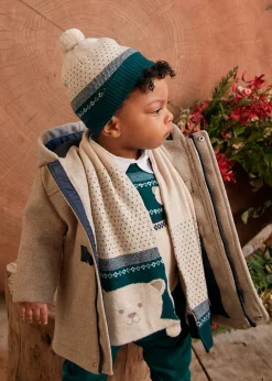 BOY Mayoral Baby Hat and Teddy Scarf Set