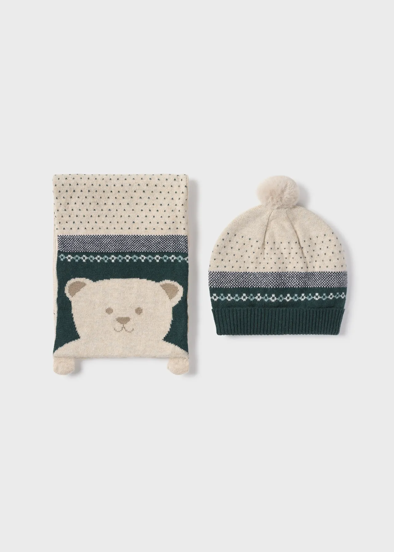 BOY Mayoral Baby Hat and Teddy Scarf Set