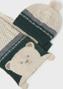 BOY Mayoral Baby Hat and Teddy Scarf Set