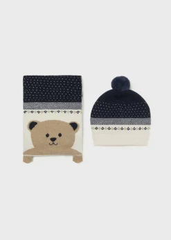 BOY Mayoral Baby Hat and Teddy Scarf Set