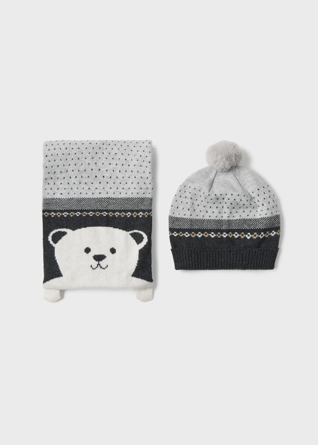 BOY Mayoral Baby Hat and Teddy Scarf Set