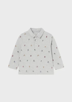 BOY Mayoral Baby Print Polo Shirt