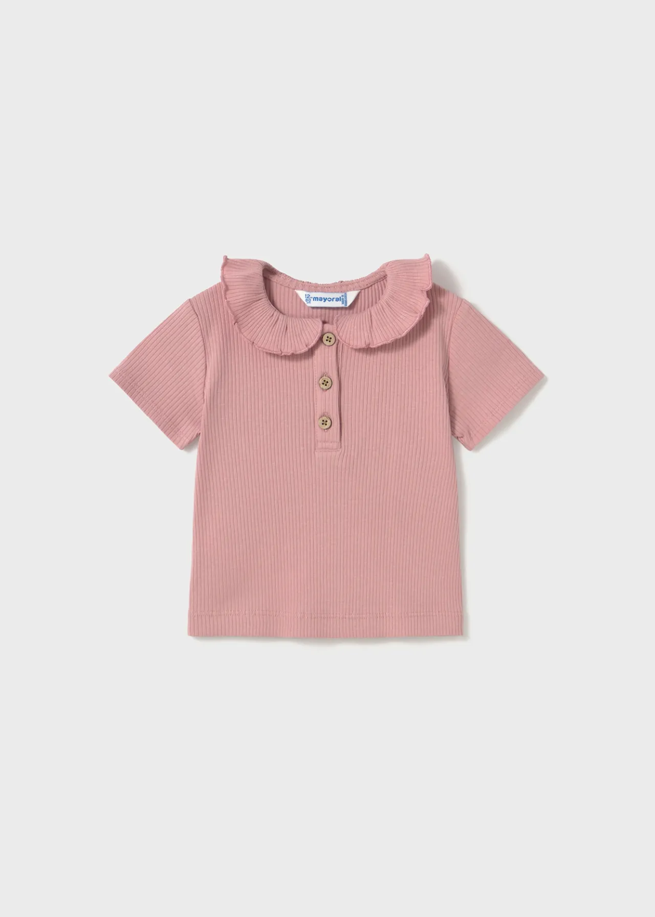Mayoral Baby Ribbed Polo with Ruffle Collar
