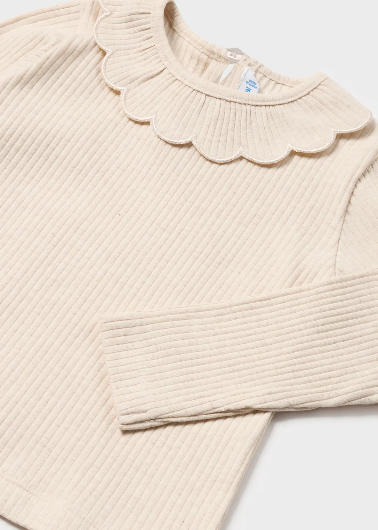 Mayoral Baby Ribbed Ruffle Neck T-Shirt