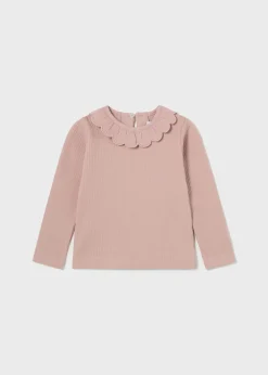 Mayoral Baby Ribbed Ruffle Neck T-Shirt