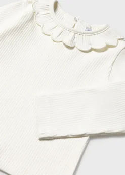 Mayoral Baby Ribbed Ruffle Neck T-Shirt