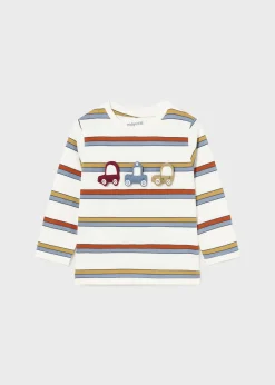 BOY Mayoral Baby Striped Car T-Shirt