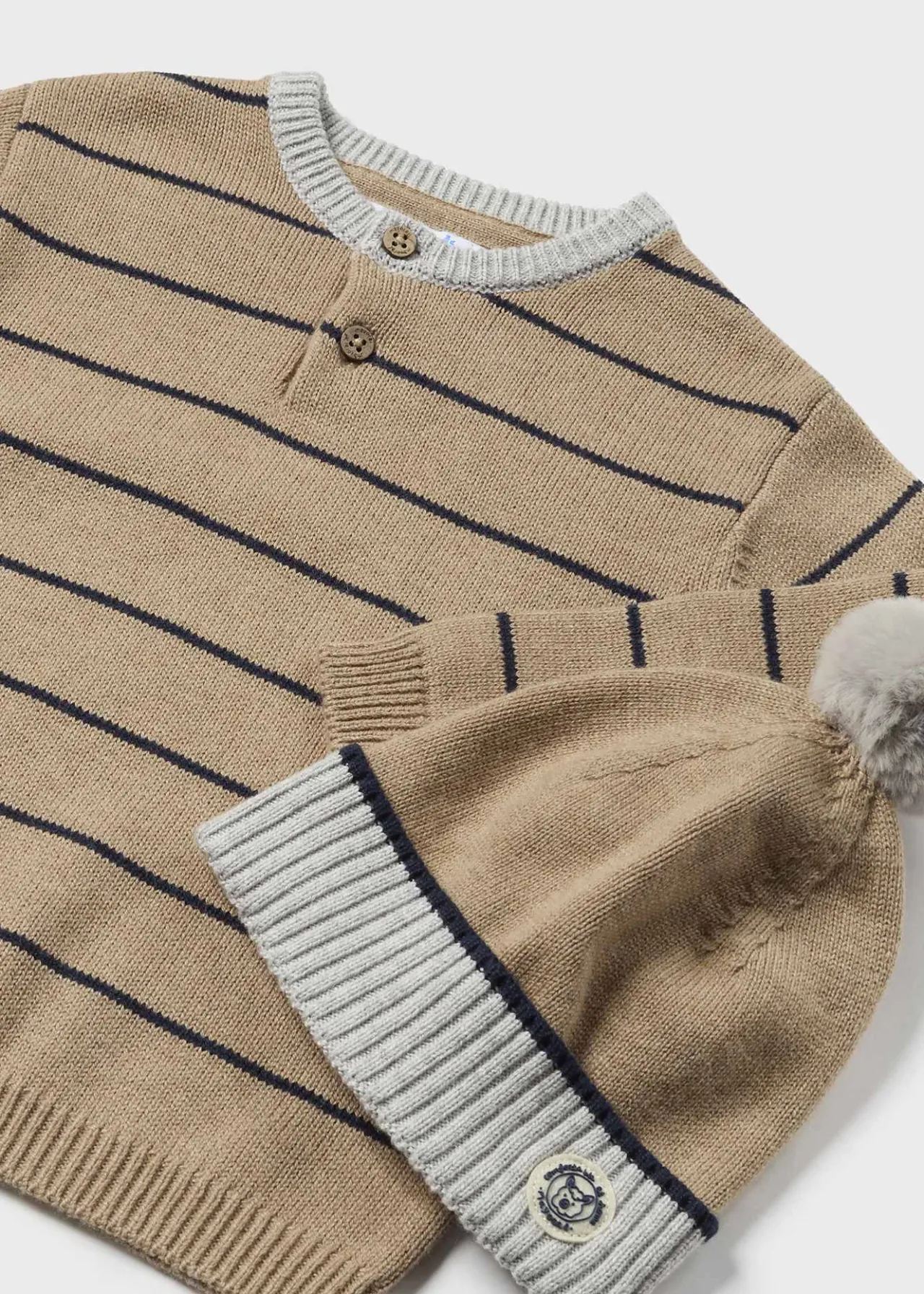 BOY Mayoral Baby Striped Sweater with Hat