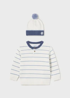 BOY Mayoral Baby Striped Sweater with Hat