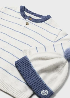 BOY Mayoral Baby Striped Sweater with Hat