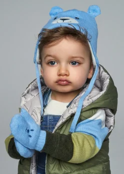 BOY Mayoral Baby Teddy Hat and Mittens Set
