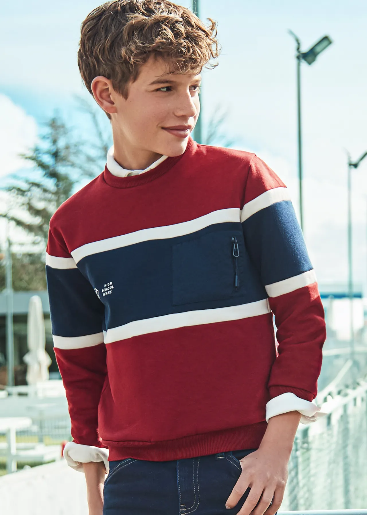 BOY Mayoral Boy Color Block Sweatshirt