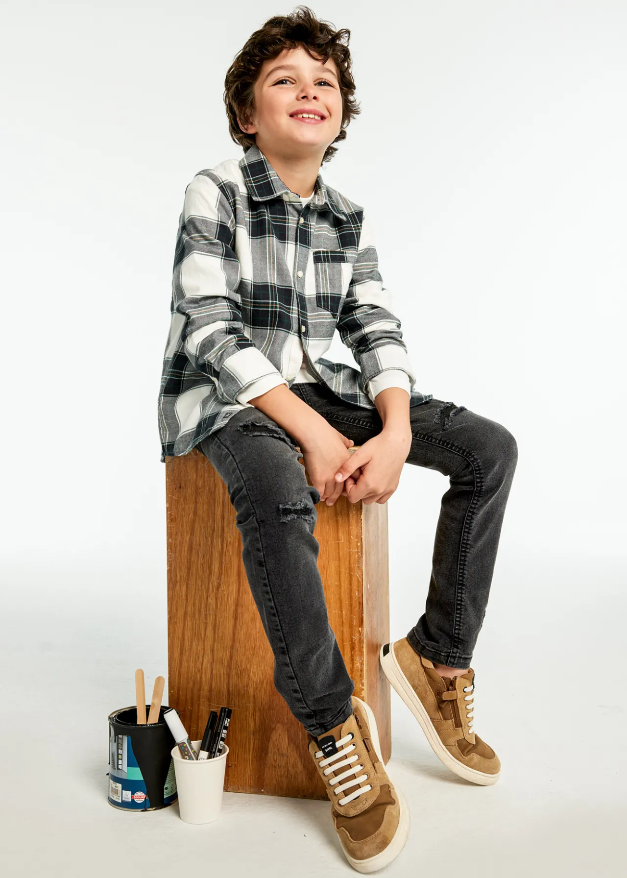 BOY Mayoral Boy Flannel Plaid Shirt