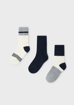 BOY Mayoral Boy Set of 3 Color Block Socks