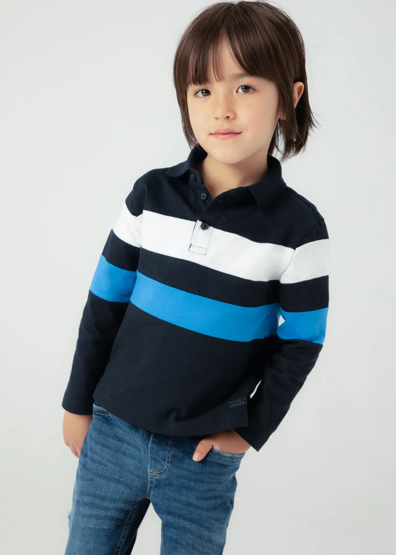 BOY Mayoral Boy Striped Polo Shirt
