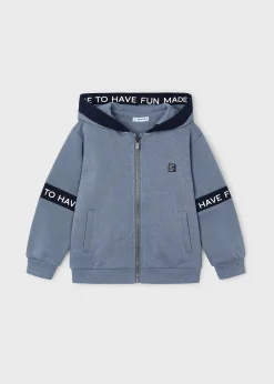 BOY Mayoral Boy Text Stripe Zip Hoodie