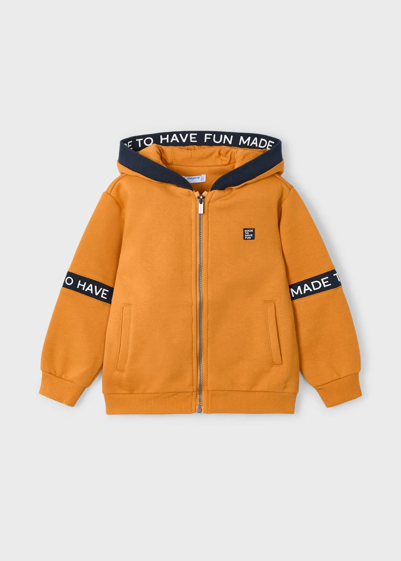 BOY Mayoral Boy Text Stripe Zip Hoodie
