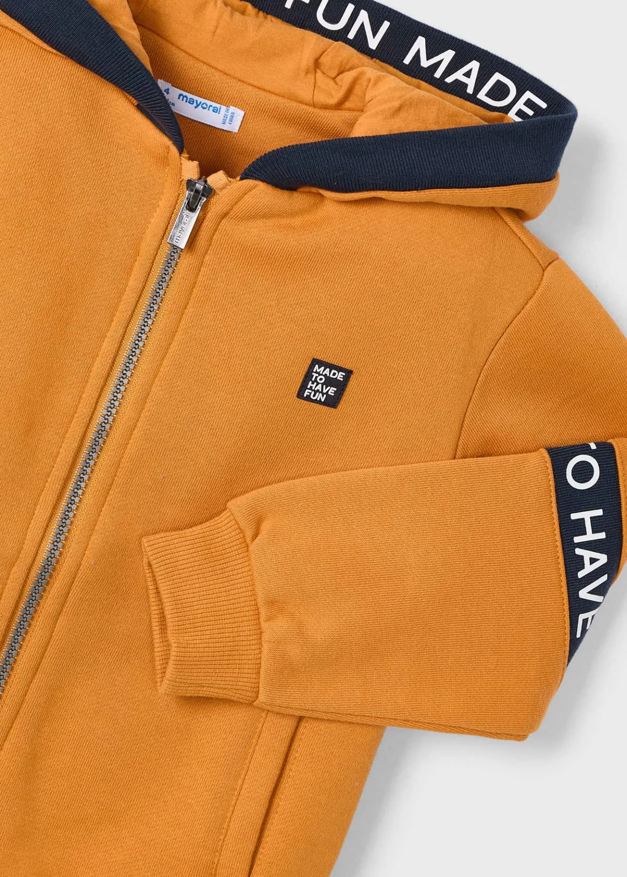 BOY Mayoral Boy Text Stripe Zip Hoodie