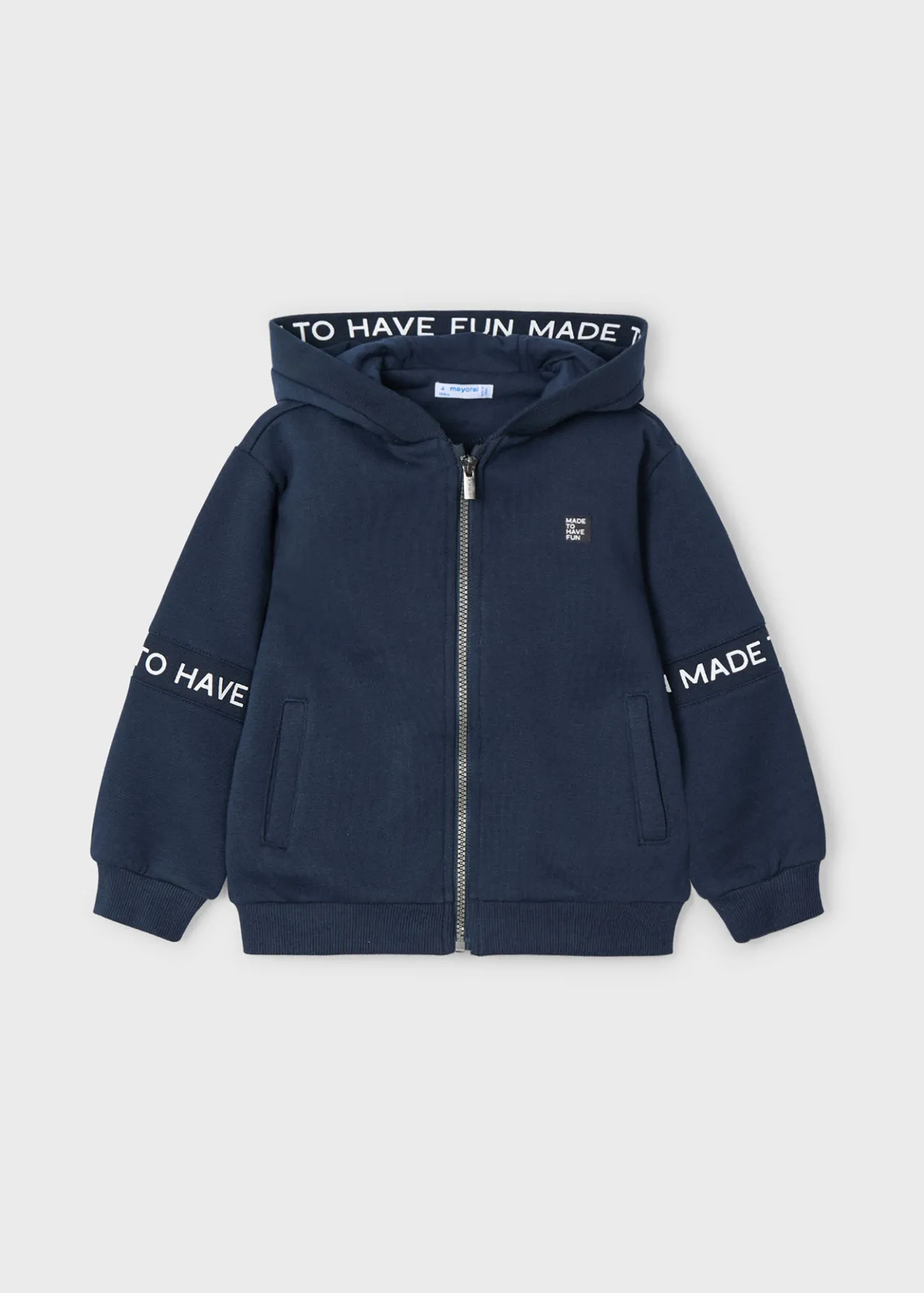 BOY Mayoral Boy Text Stripe Zip Hoodie