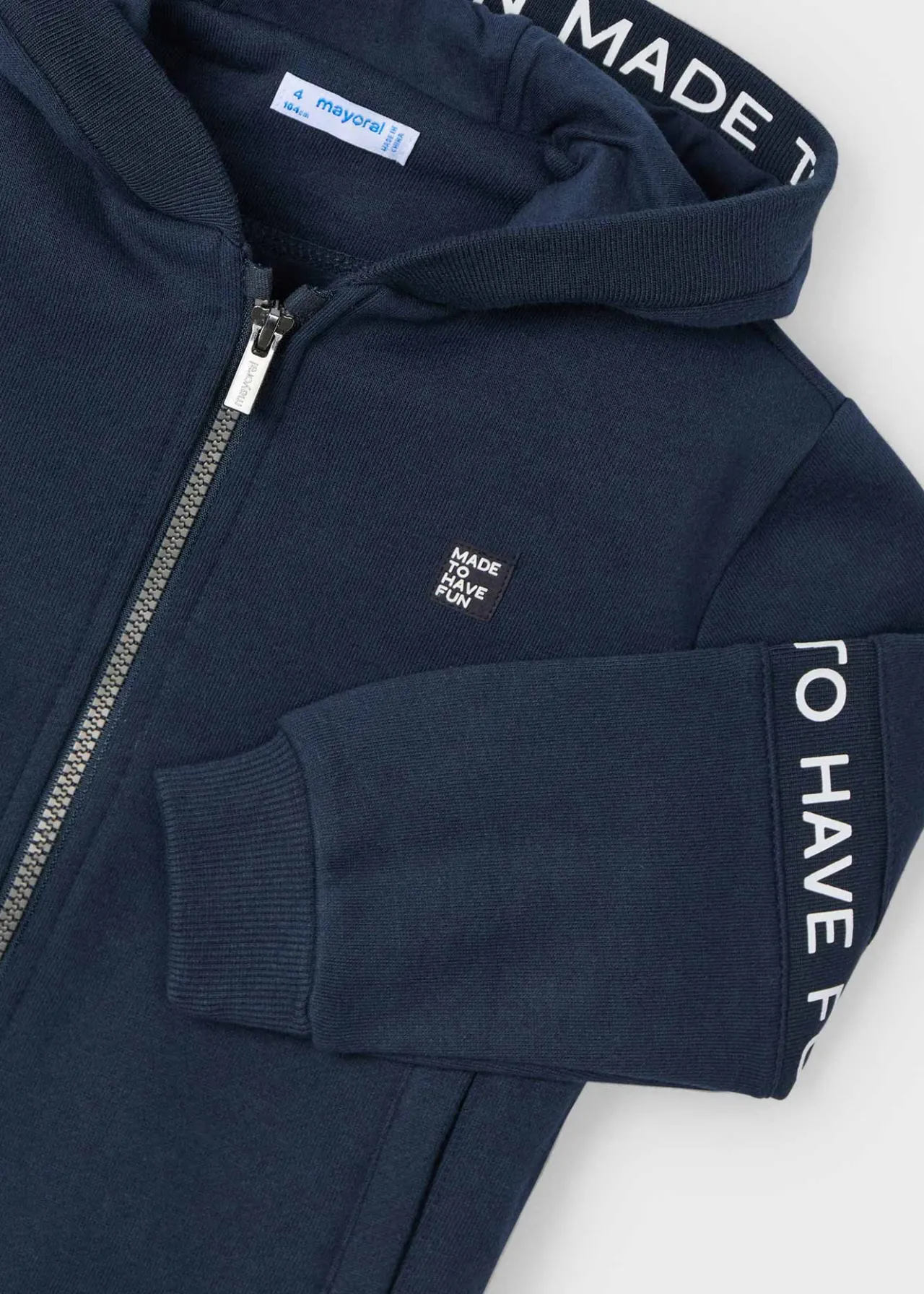 BOY Mayoral Boy Text Stripe Zip Hoodie