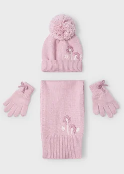 Mayoral Girl 3 Piece Floral Hat and Scarf Set