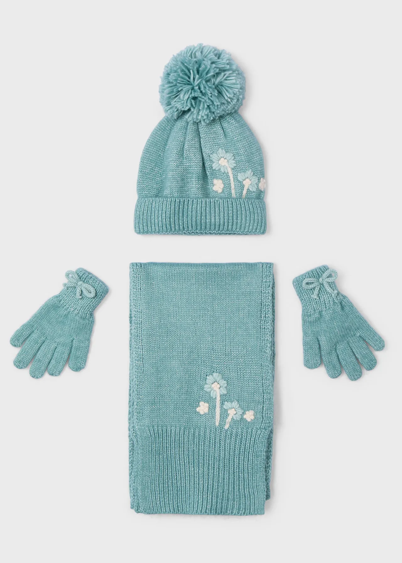 Mayoral Girl 3 Piece Floral Hat and Scarf Set