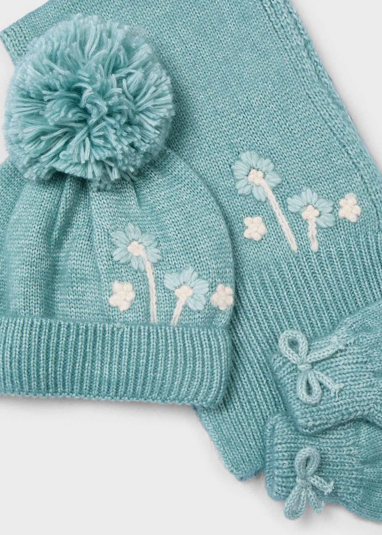 Mayoral Girl 3 Piece Floral Hat and Scarf Set