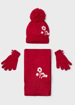 Mayoral Girl 3 Piece Floral Hat and Scarf Set
