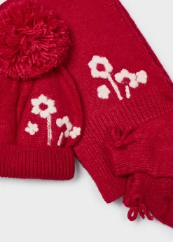 Mayoral Girl 3 Piece Floral Hat and Scarf Set