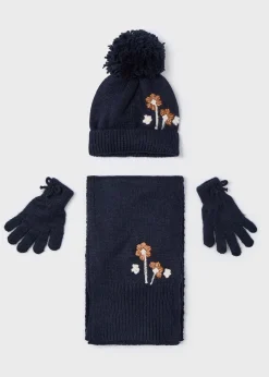 Mayoral Girl 3 Piece Floral Hat and Scarf Set