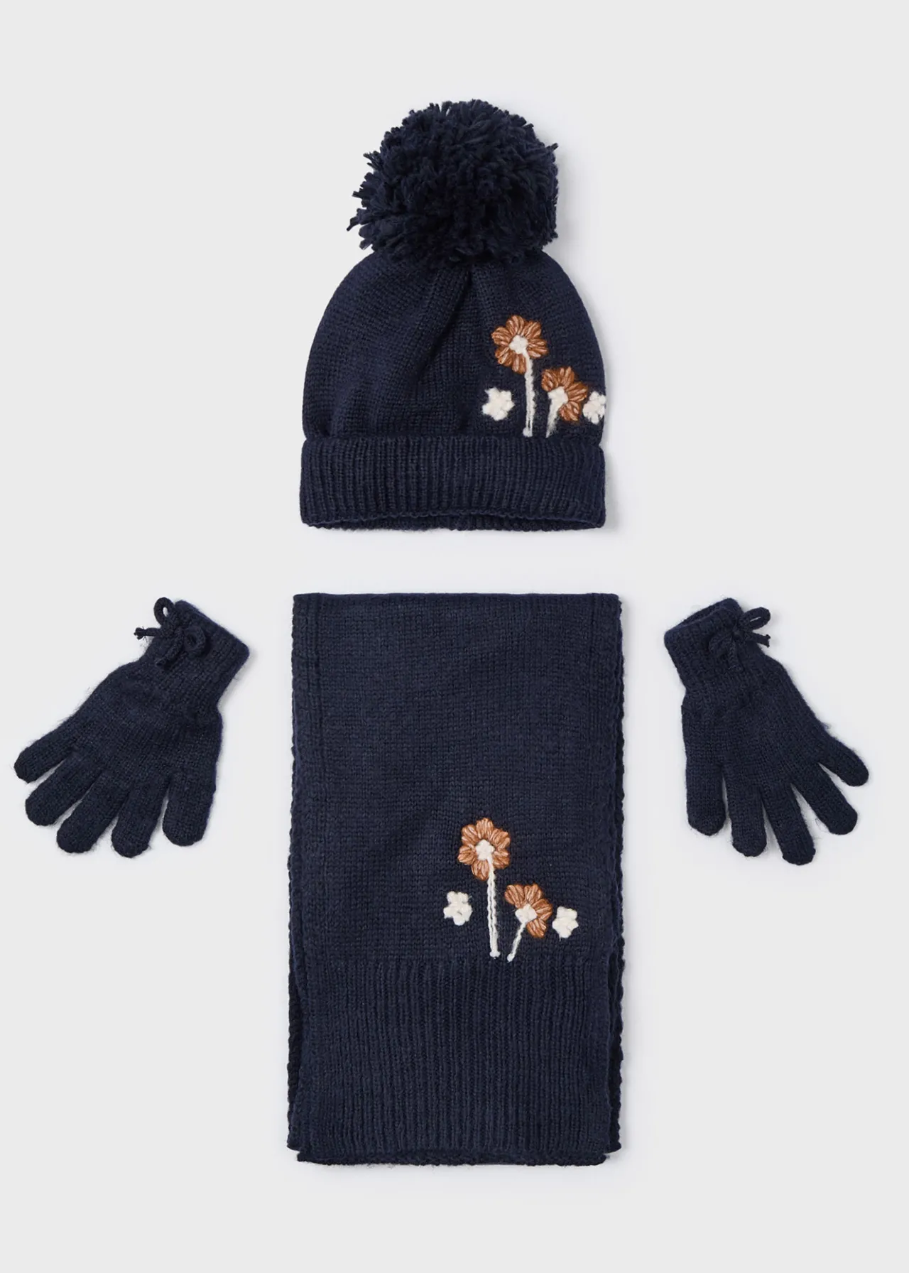 Mayoral Girl 3 Piece Floral Hat and Scarf Set