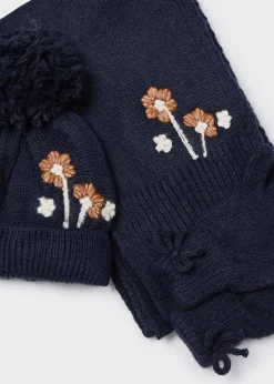 Mayoral Girl 3 Piece Floral Hat and Scarf Set