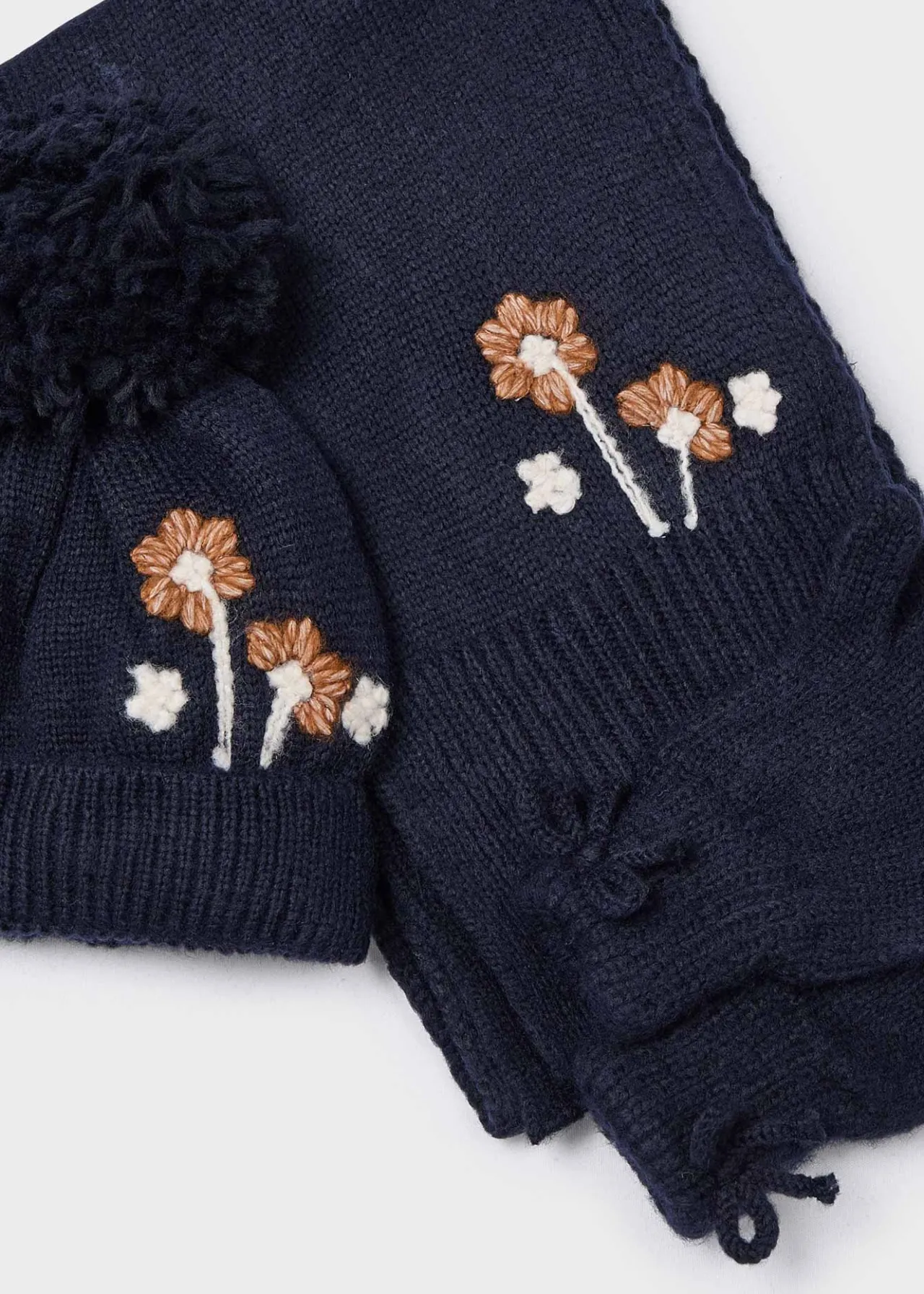 Mayoral Girl 3 Piece Floral Hat and Scarf Set