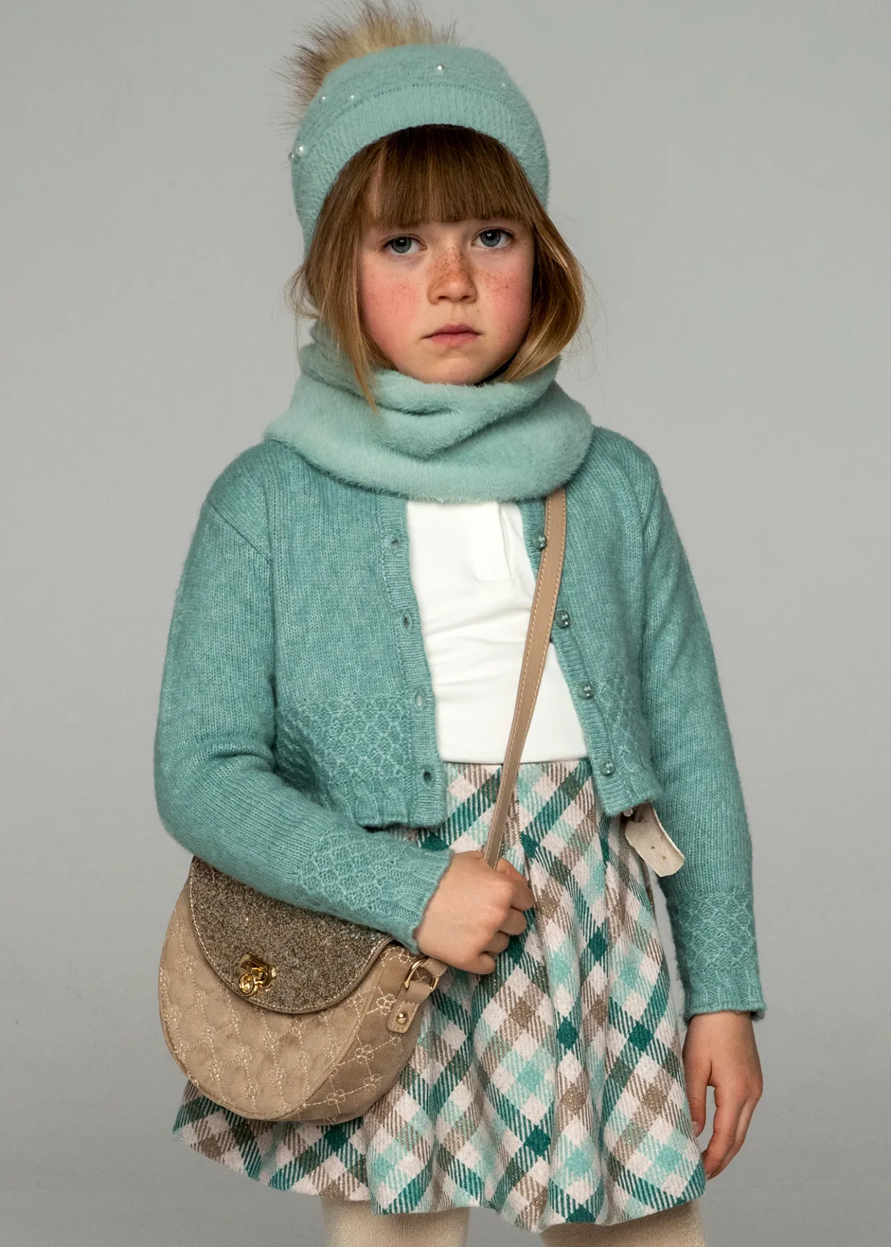 Mayoral Girl Checked Skirt with Bow