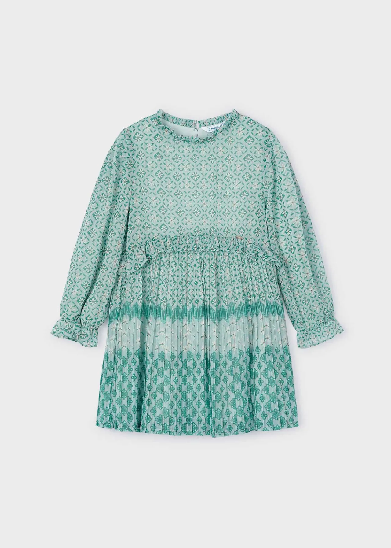 Mayoral Girl Chiffon Print Pleated Dress