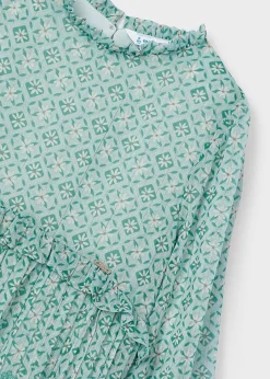 Mayoral Girl Chiffon Print Pleated Dress