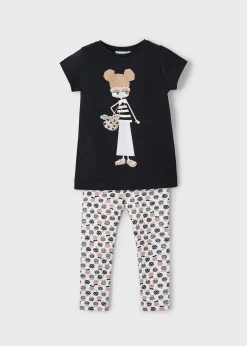 Mayoral Girl Cropped Leggings and Printed T-Shirt Set