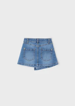 Mayoral Girl Denim Skirt with Pleat Detail